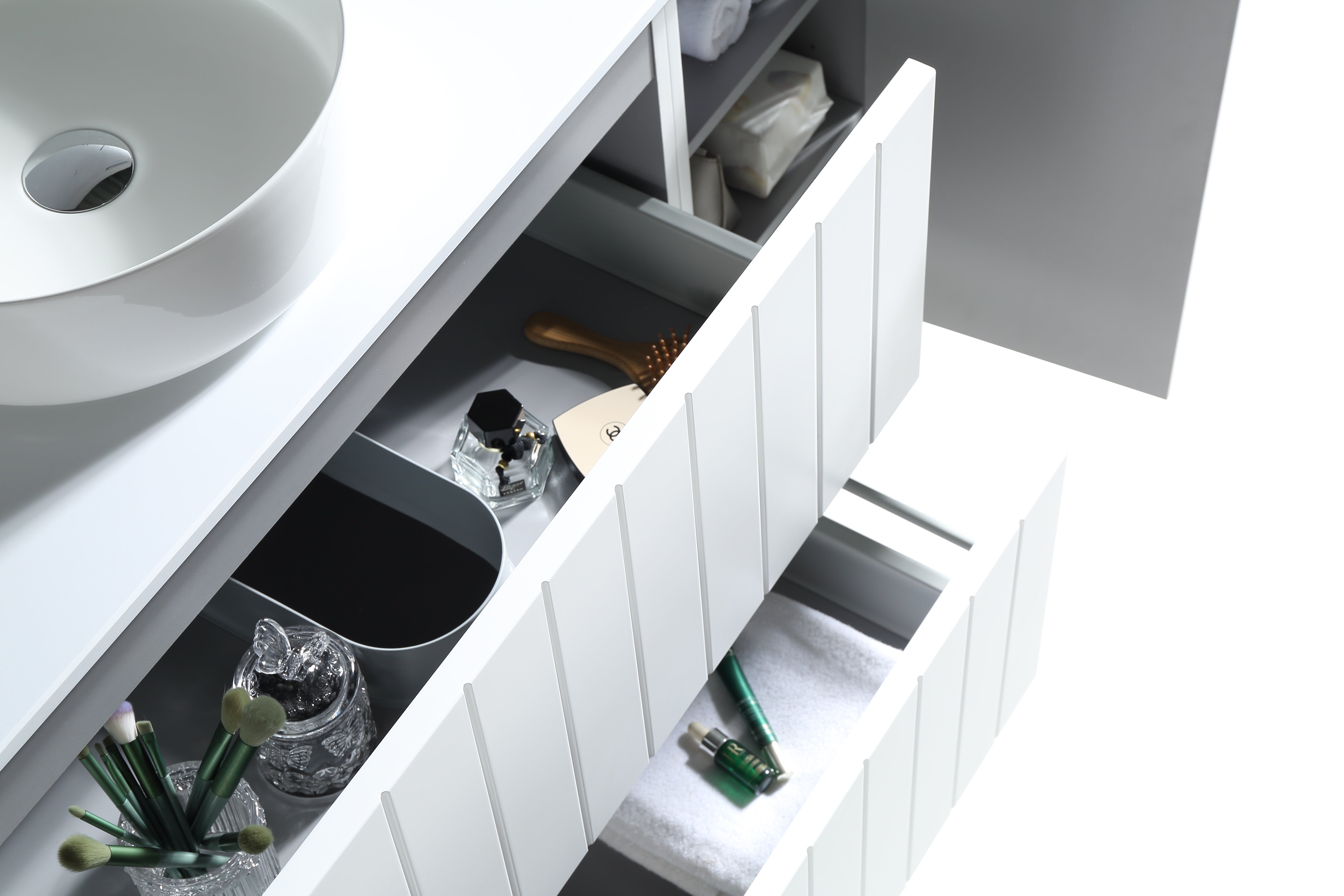 MELA - PASTEL 1350 Matt White Wall Hung Vanity with 2 Doors & 2 Drawers