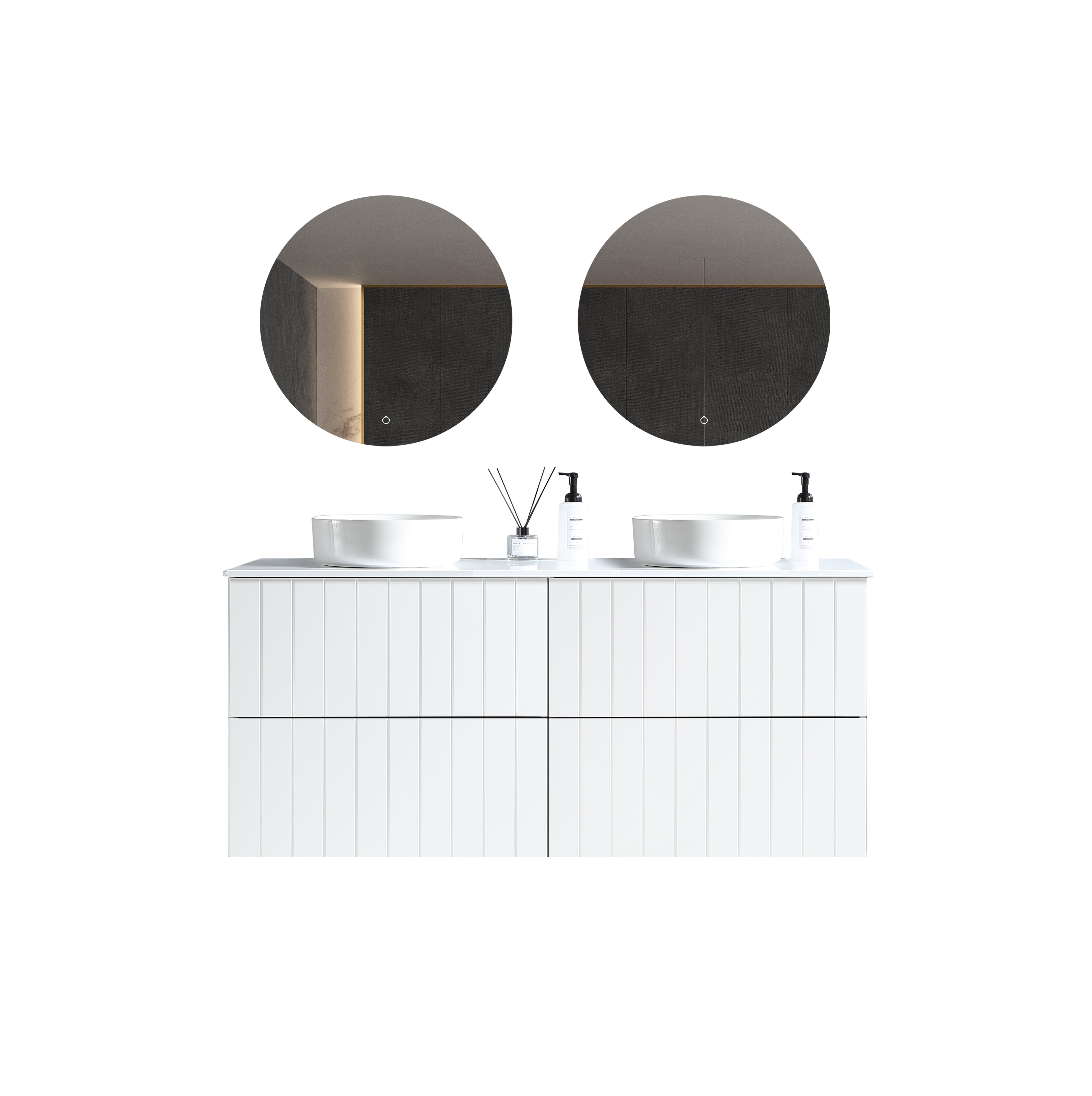 MELA - PASTEL 1500 Matt White Wall Hung Vanity with Drawers