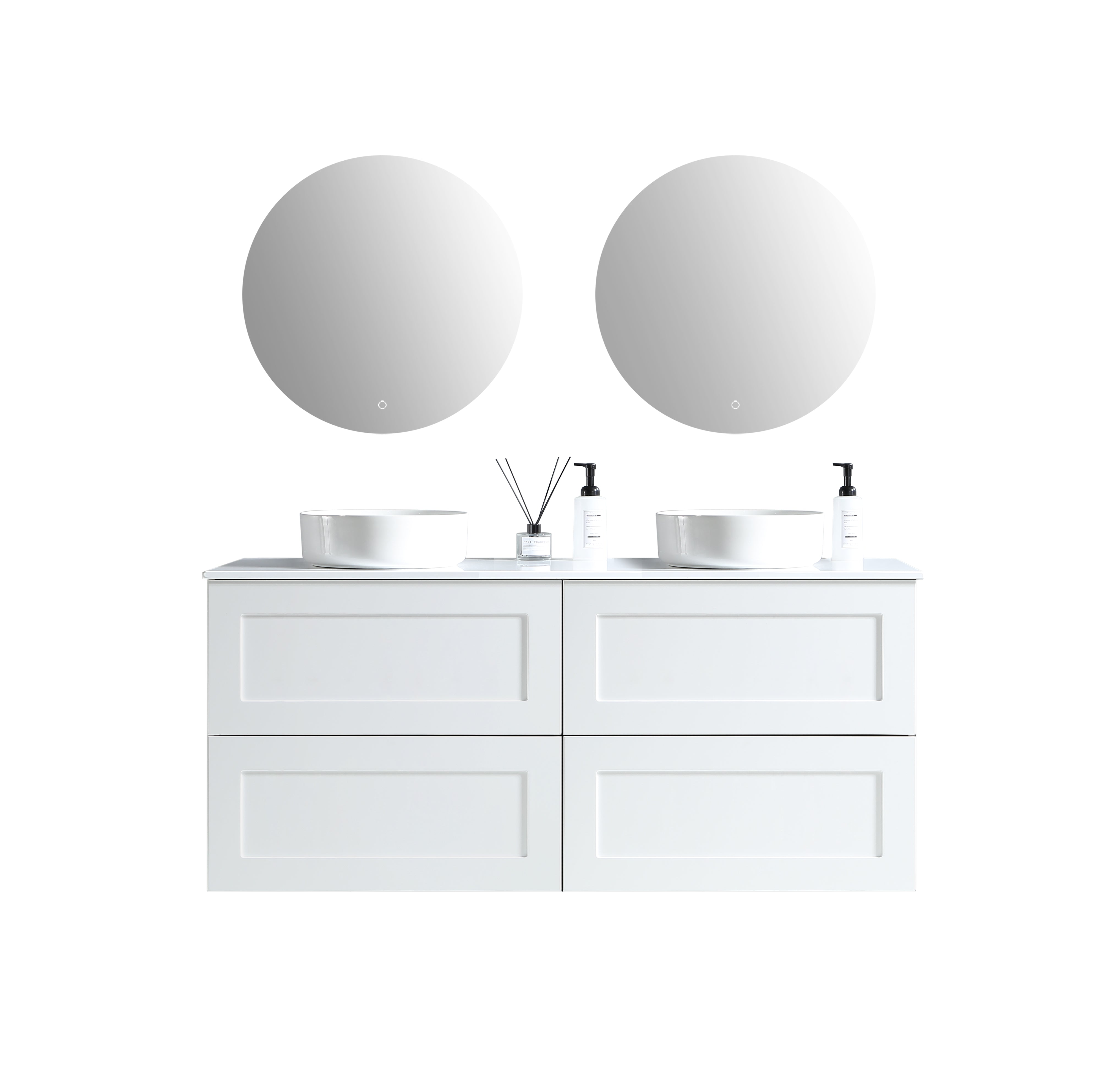 MELA - SHAKER 1800 Matt White Wall Hung Vanity with Drawers