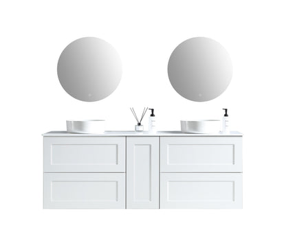MELA - SHAKER 1800 Matt White Wall Hung Vanity with Door & 4 Drawers