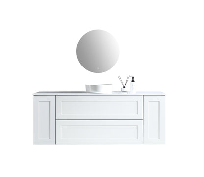 MELA - SHAKER 1800 Matt White Wall Hung Vanity with 2 Doors & 2 Drawers