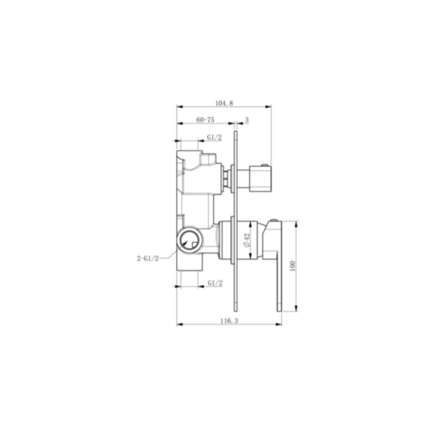 MELA - PALCO Shower/Bath Wall Mixer with Diverter Brushed Brass