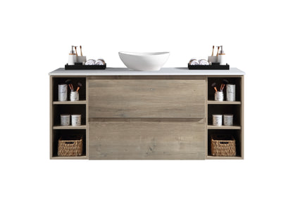 MELA - CLARK 1200 Sorrento Oak Wall Hung Vanity with 2 Drawers and 2 Open Shelves