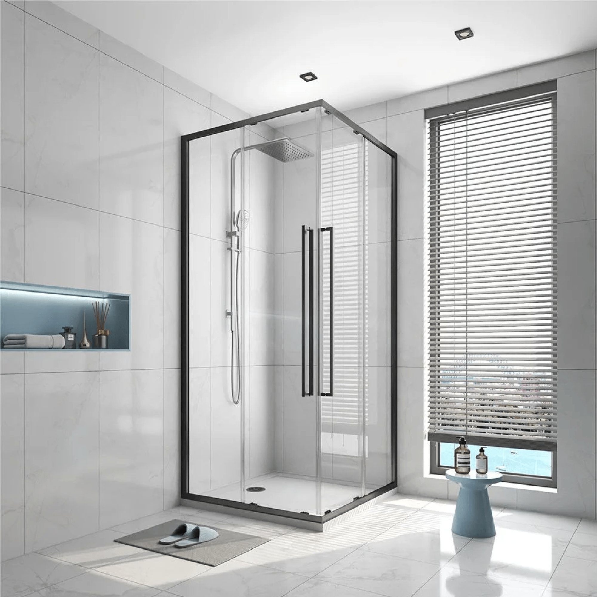 ALPINE - Square Corner Entry Black 1200x1200mm - Shower Screen - from our - Alpine - supplier–available at Bathroom City Perth