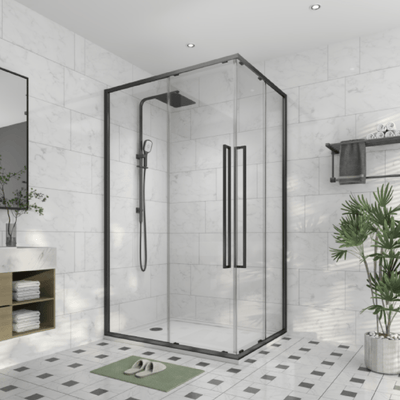ALPINE - Square Corner Entry Black 1200x1200mm - Shower Screen - from our - Alpine - supplier–available at Bathroom City Perth
