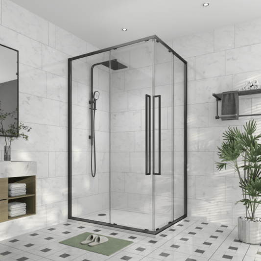 ALPINE - Square Corner Entry Black 1200x1200mm - Shower Screen - from our - Alpine - supplier–available at Bathroom City Perth