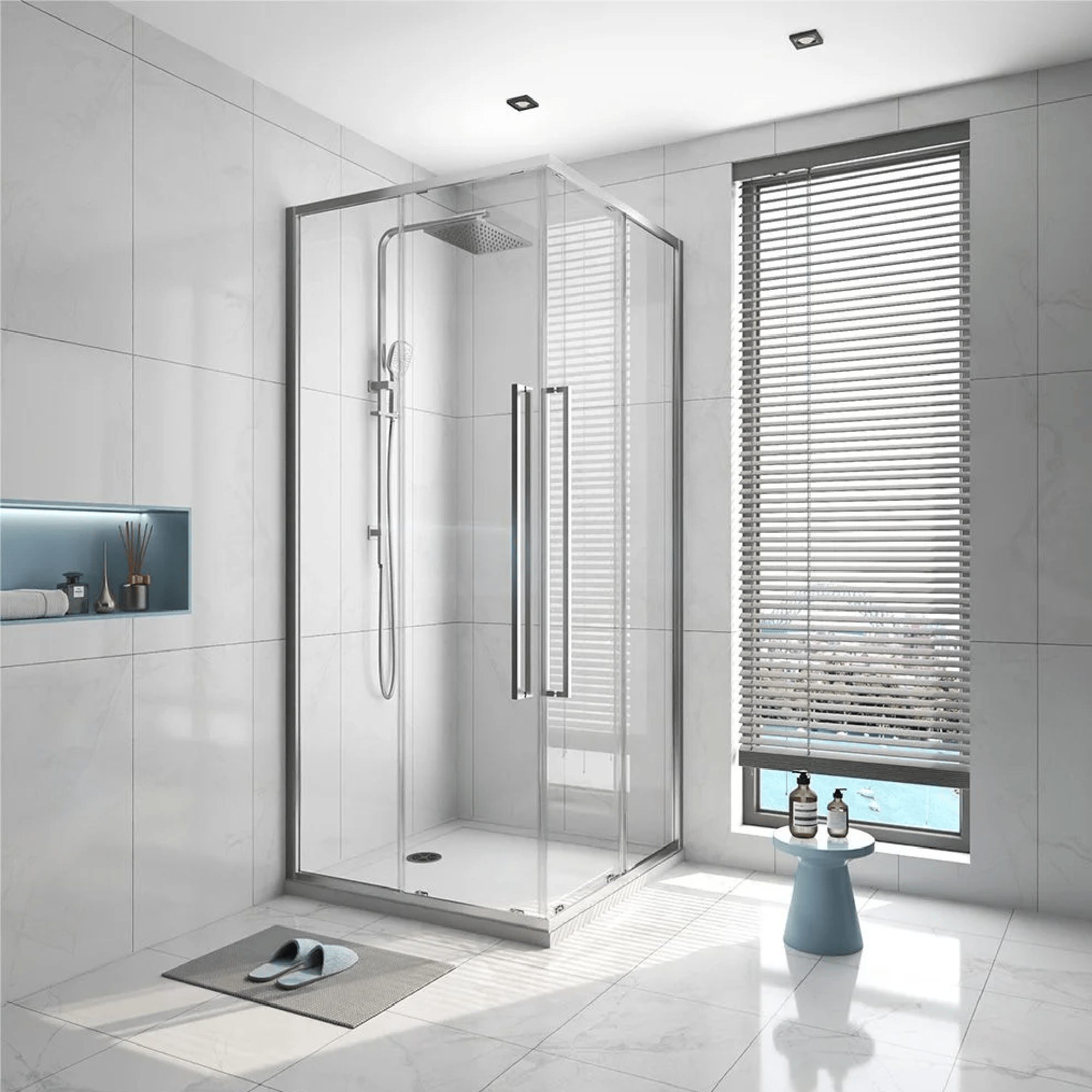 ALPINE - Square Corner Entry Silver 1200x1200mm - Shower Screen - from our - Alpine - supplier–available at Bathroom City Perth