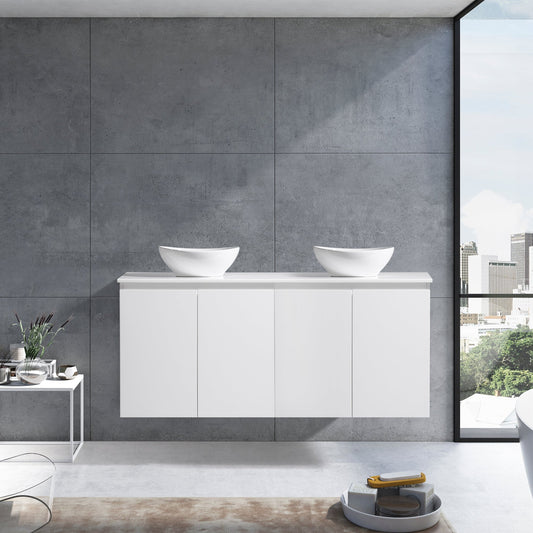 MELA - CLARK 1500 Gloss White Wall Hung Vanity with 4 Doors