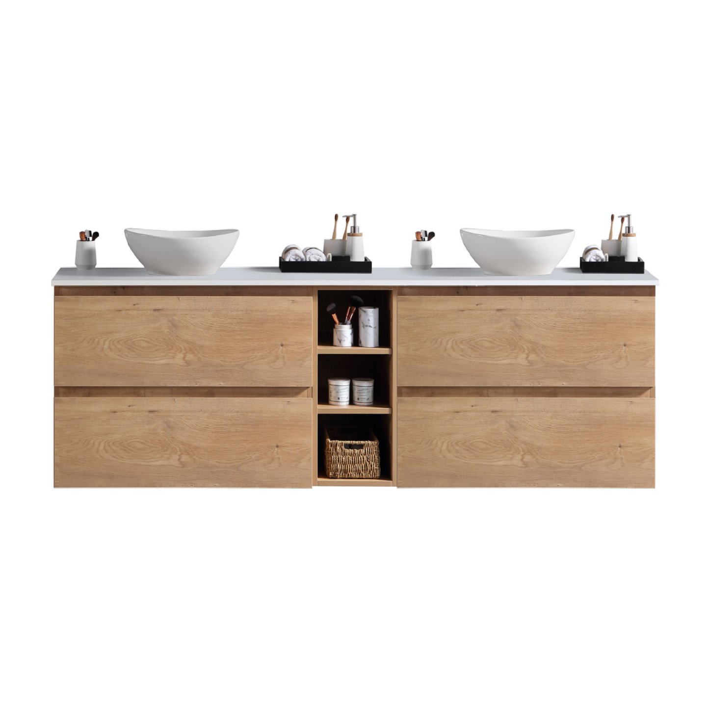 MELA - CLARK 1500 Snafell Wall Hung Vanity with 4 Drawers and Open Shelves