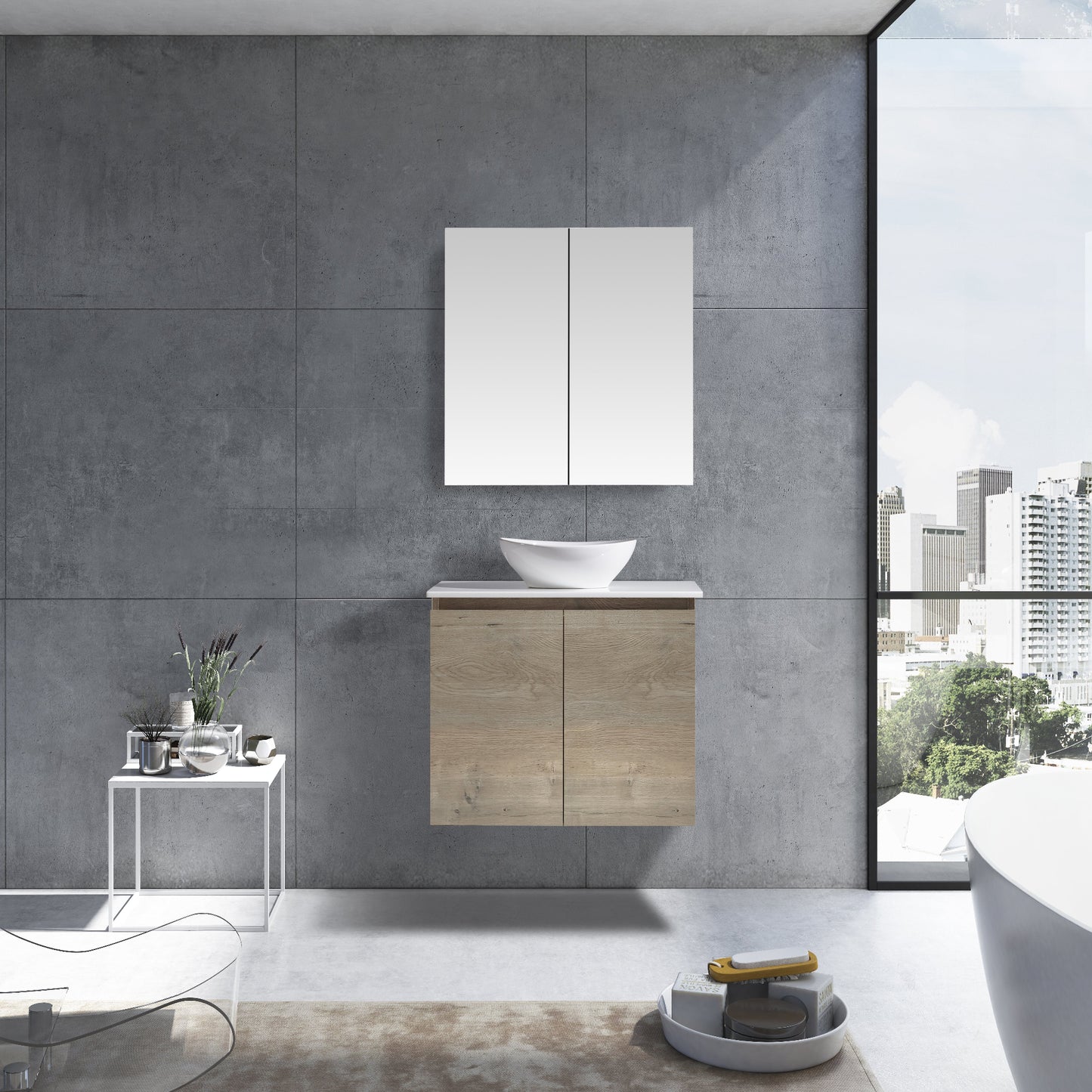 MELA - CLARK 750 Sorrento Oak Wall Hung Vanity with 2 Doors