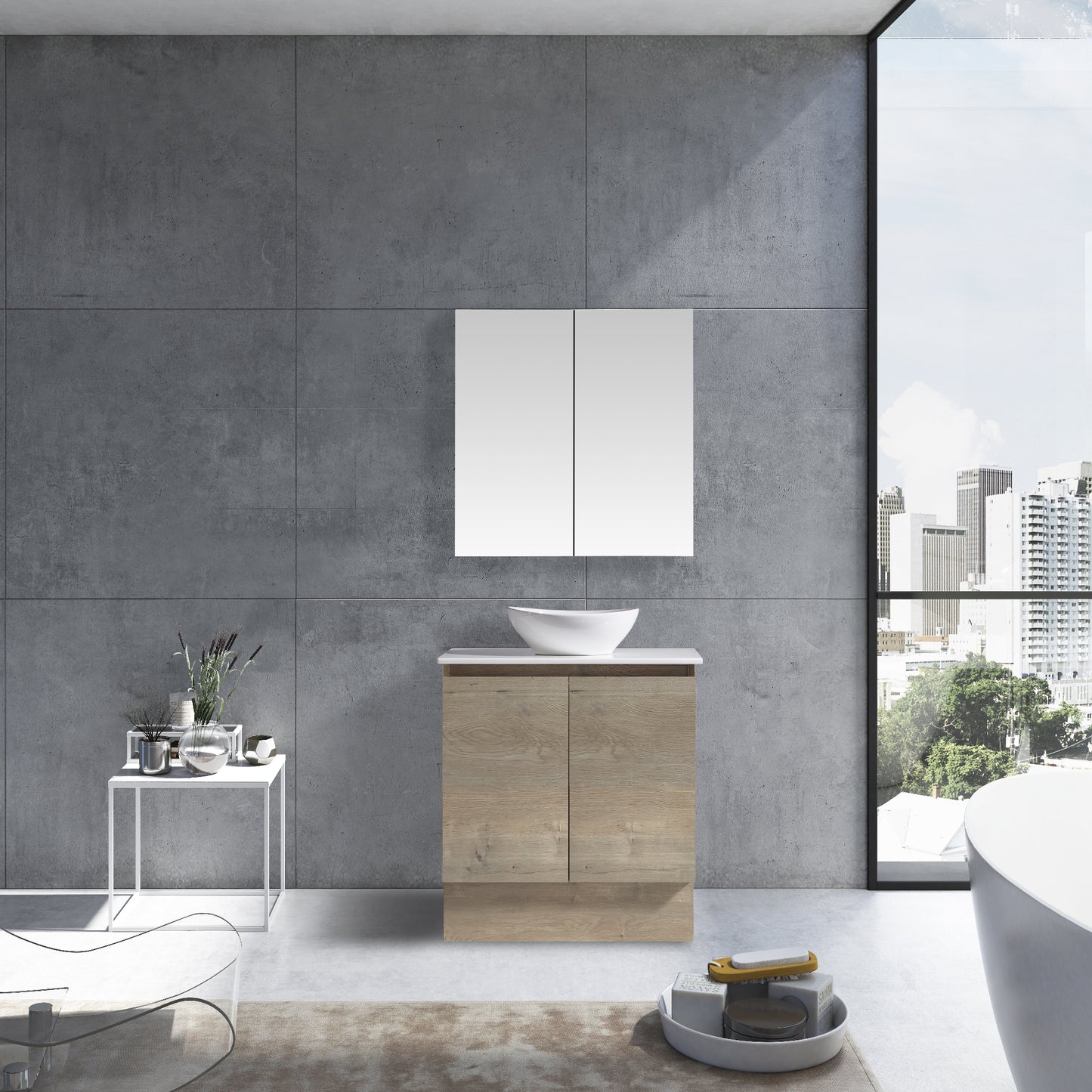 MELA - CLARK 750 Sorrento Oak Wall Hung Vanity with 2 Doors