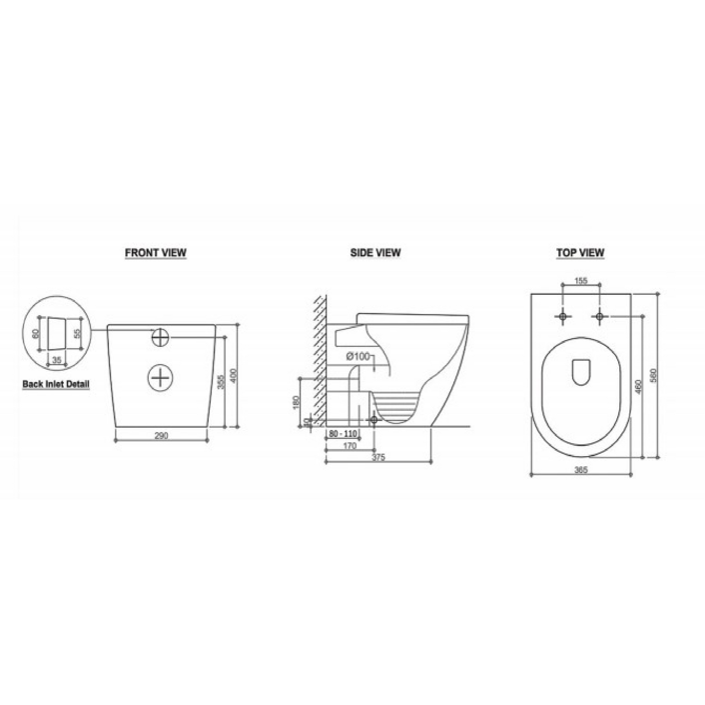 MELA - FELLI Wall Faced Rimless Toilet Suite