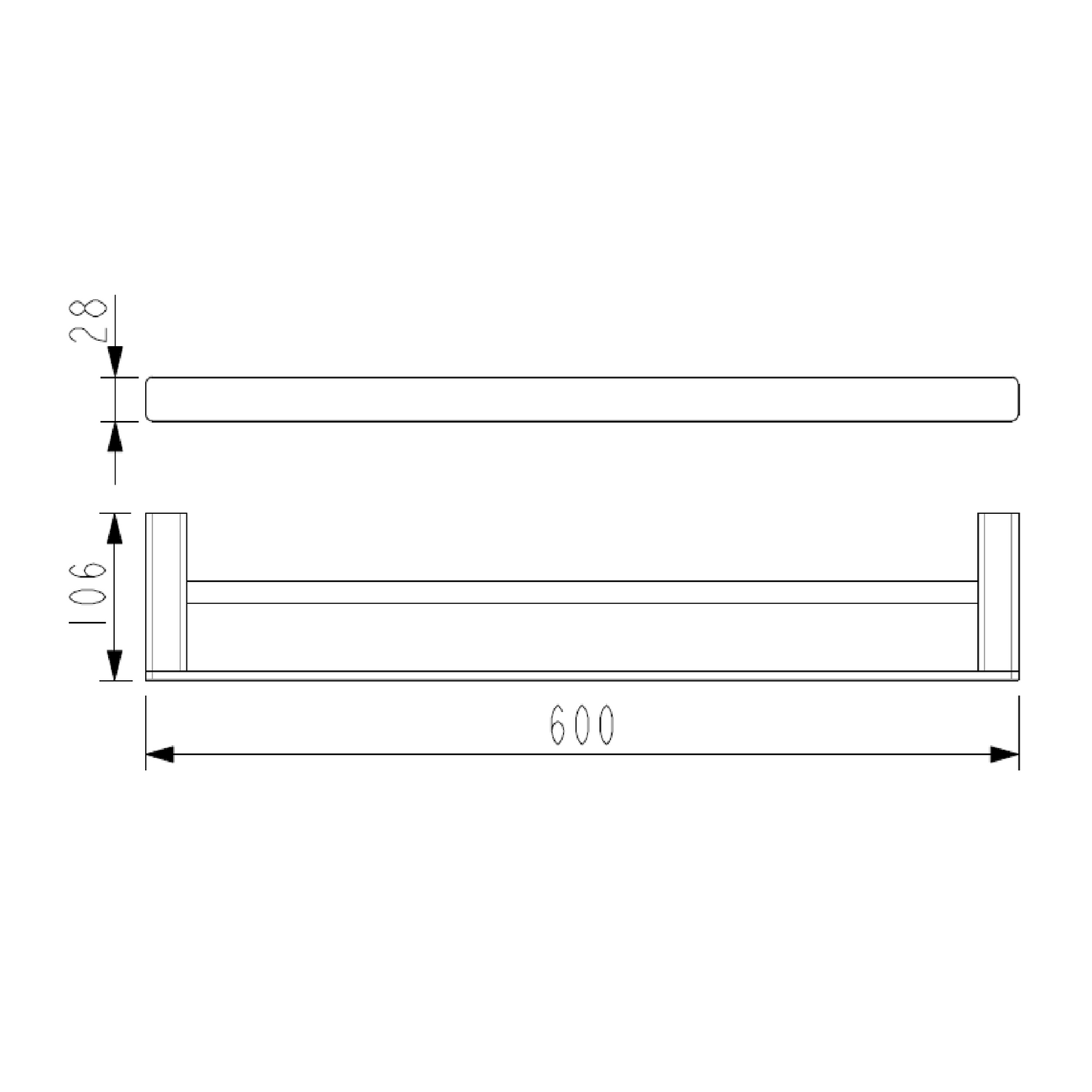MELA - FLOVA 600 Double Towel Rail Chrome