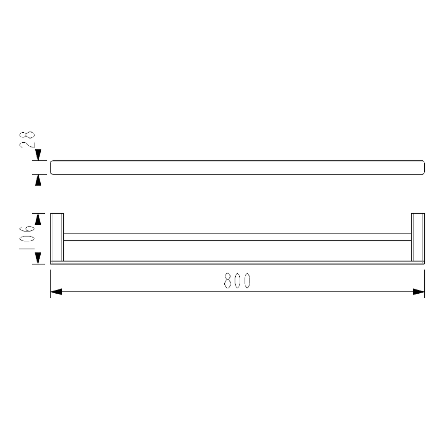 MELA - FLOVA 800 Double Towel Rail Chrome