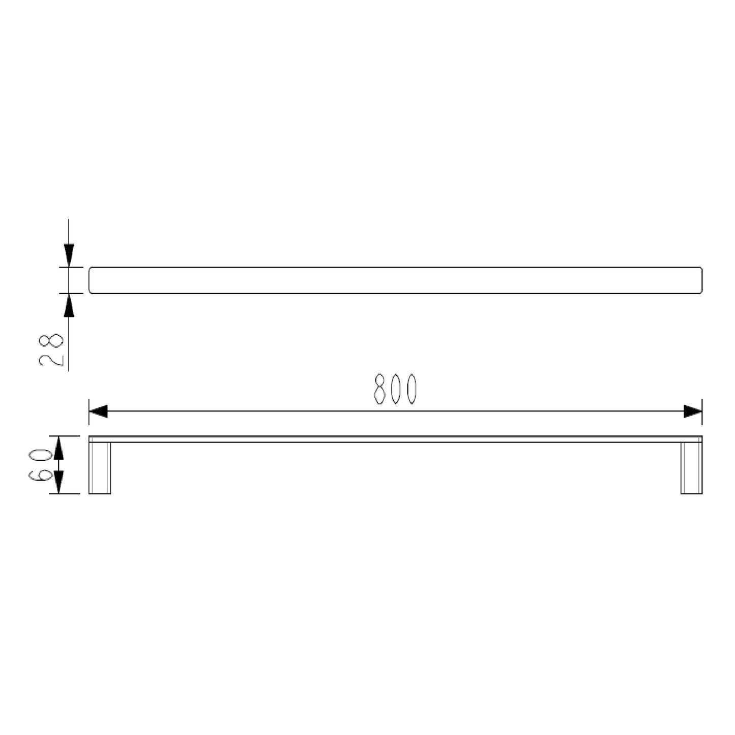MELA - FLOVA 800 Single Towel Rail Chrome