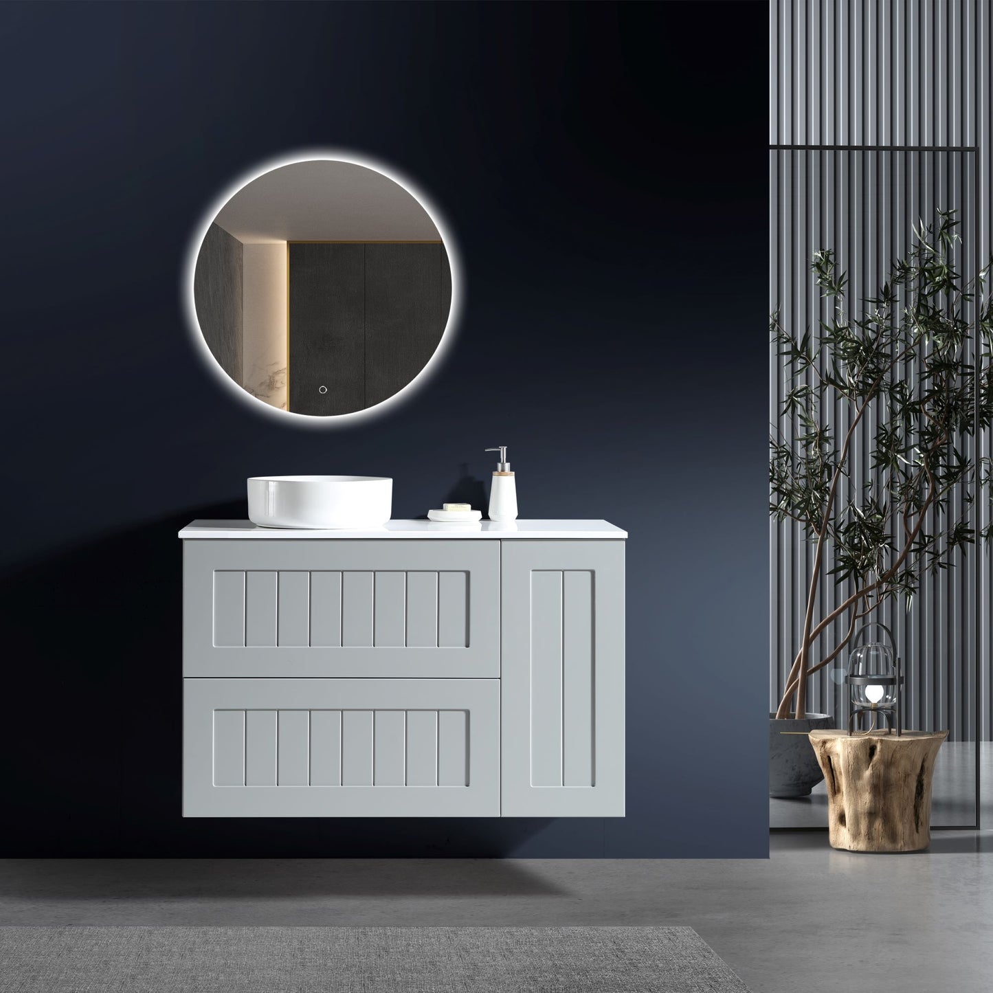 MELA - HAMPTON 1200 Matt Grey Wall Hung Vanity with Door & Drawers