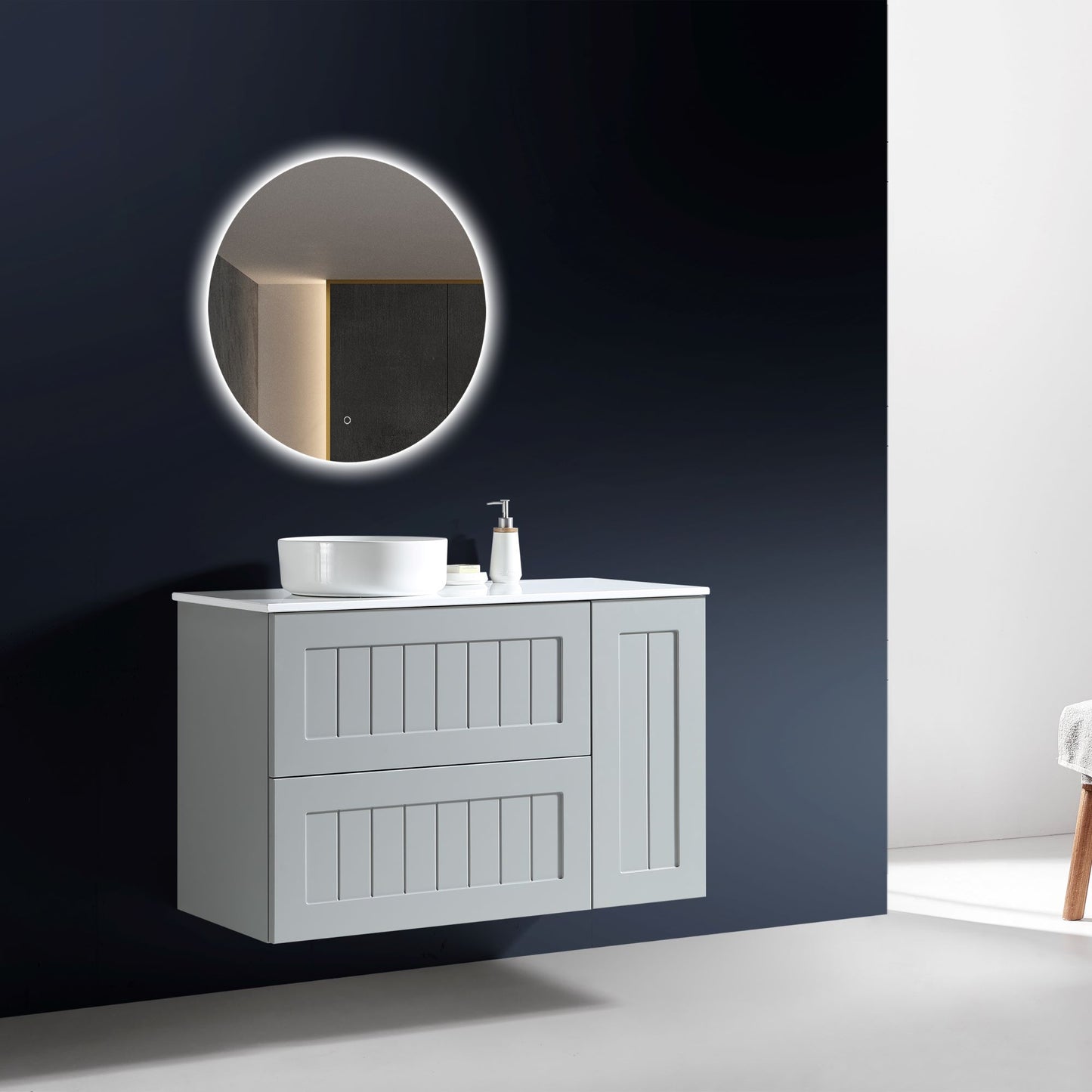 MELA - HAMPTON 1200 Matt Grey Wall Hung Vanity with Door & Drawers