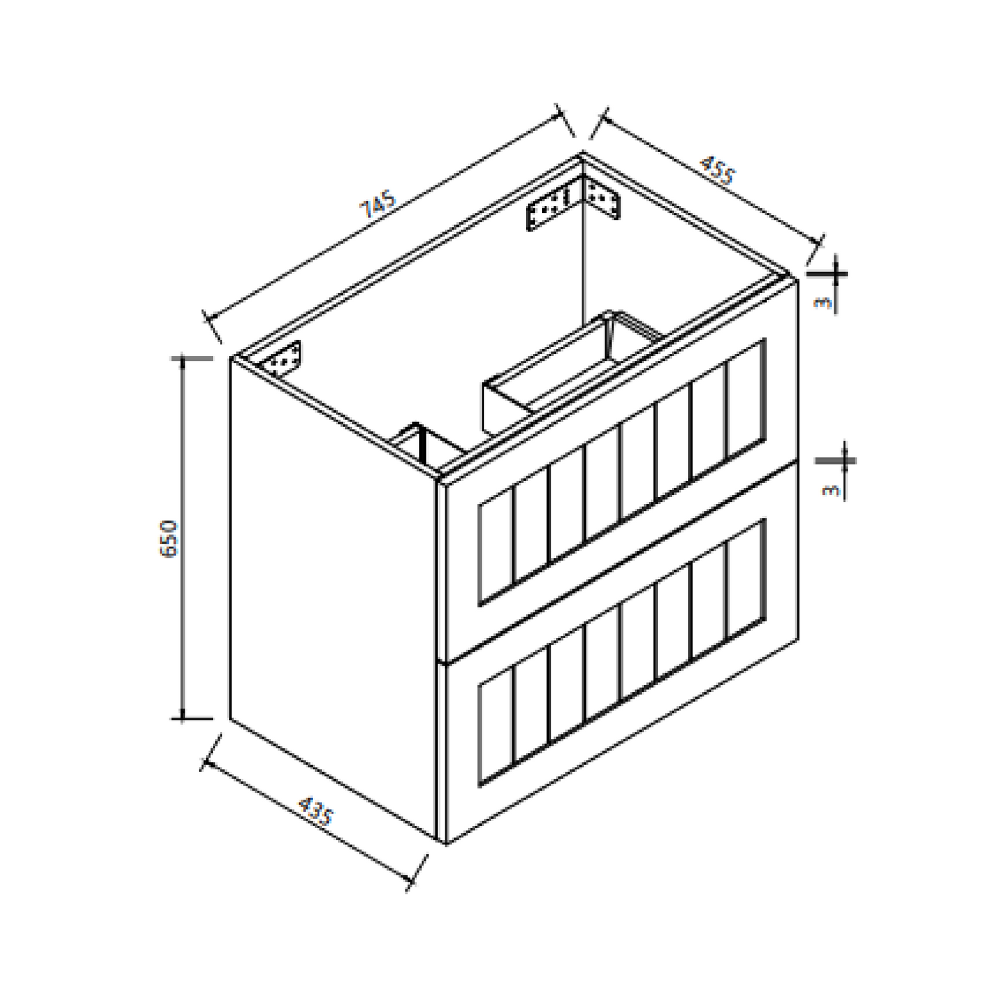 MELA - HAMPTON 750 Matt Grey Wall Hung Vanity with Drawers