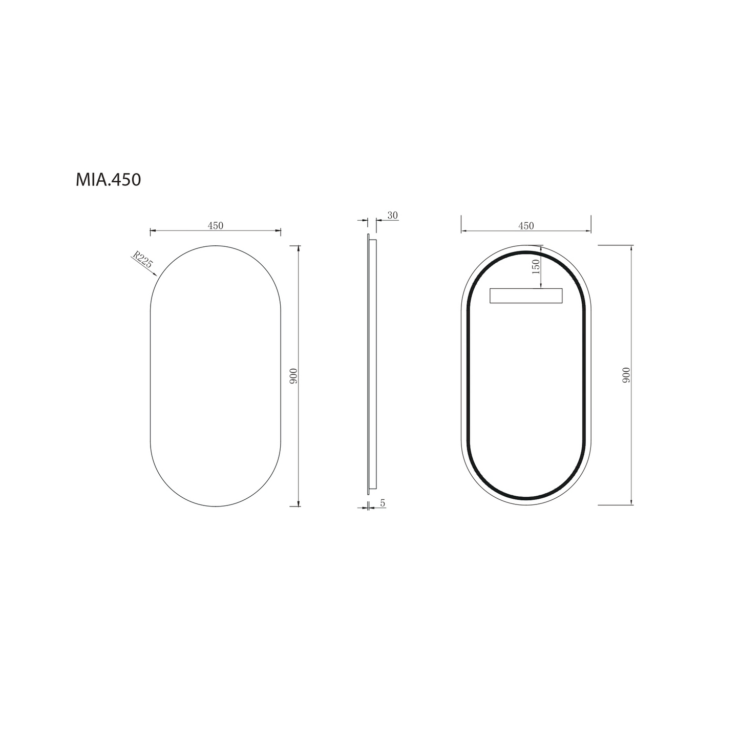 MELA - MIA 450 Oval Mirror