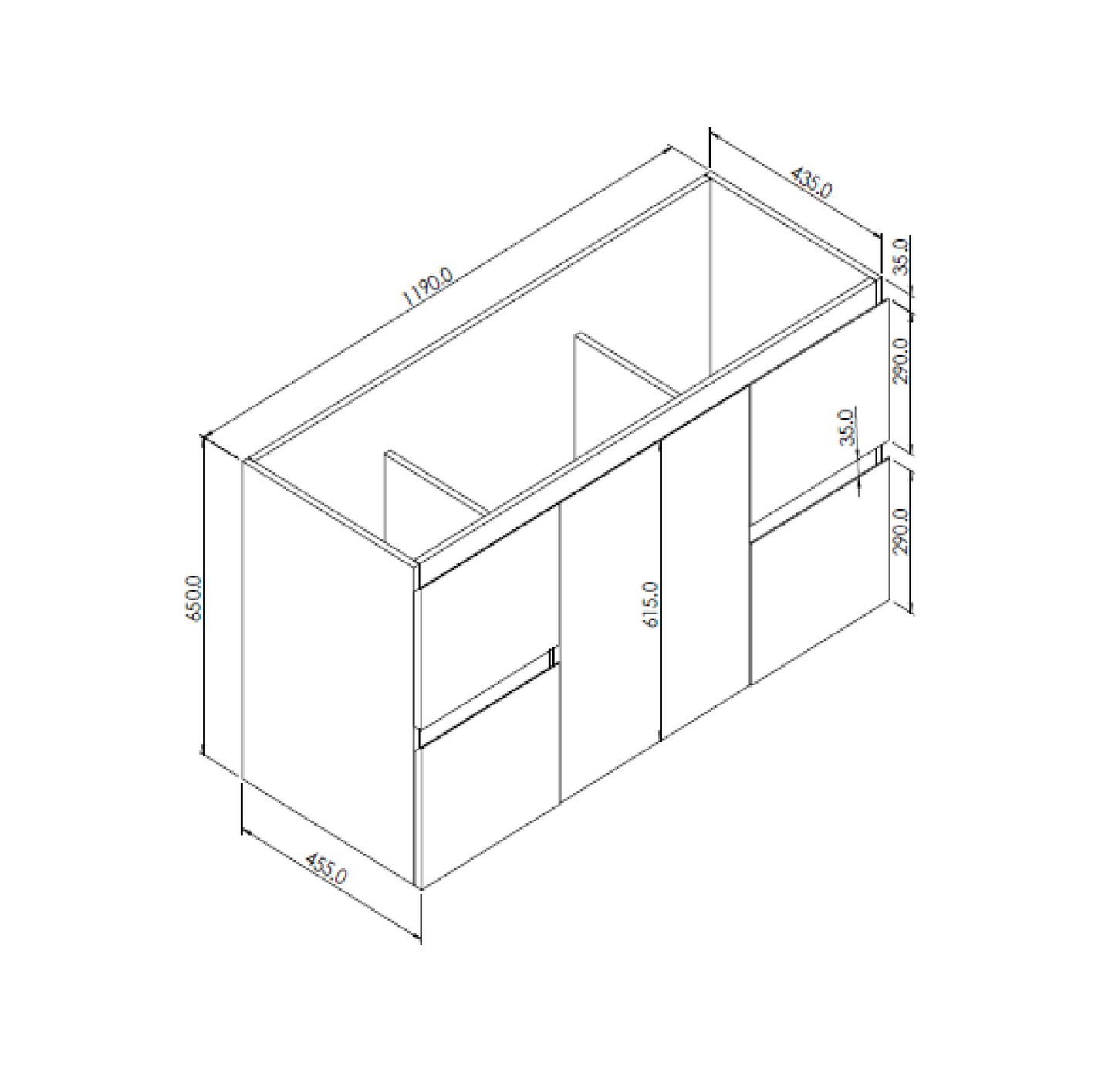 MELA - PADDY 1200 Sorrento Oak Wall Hung Vanity with Door & Drawers