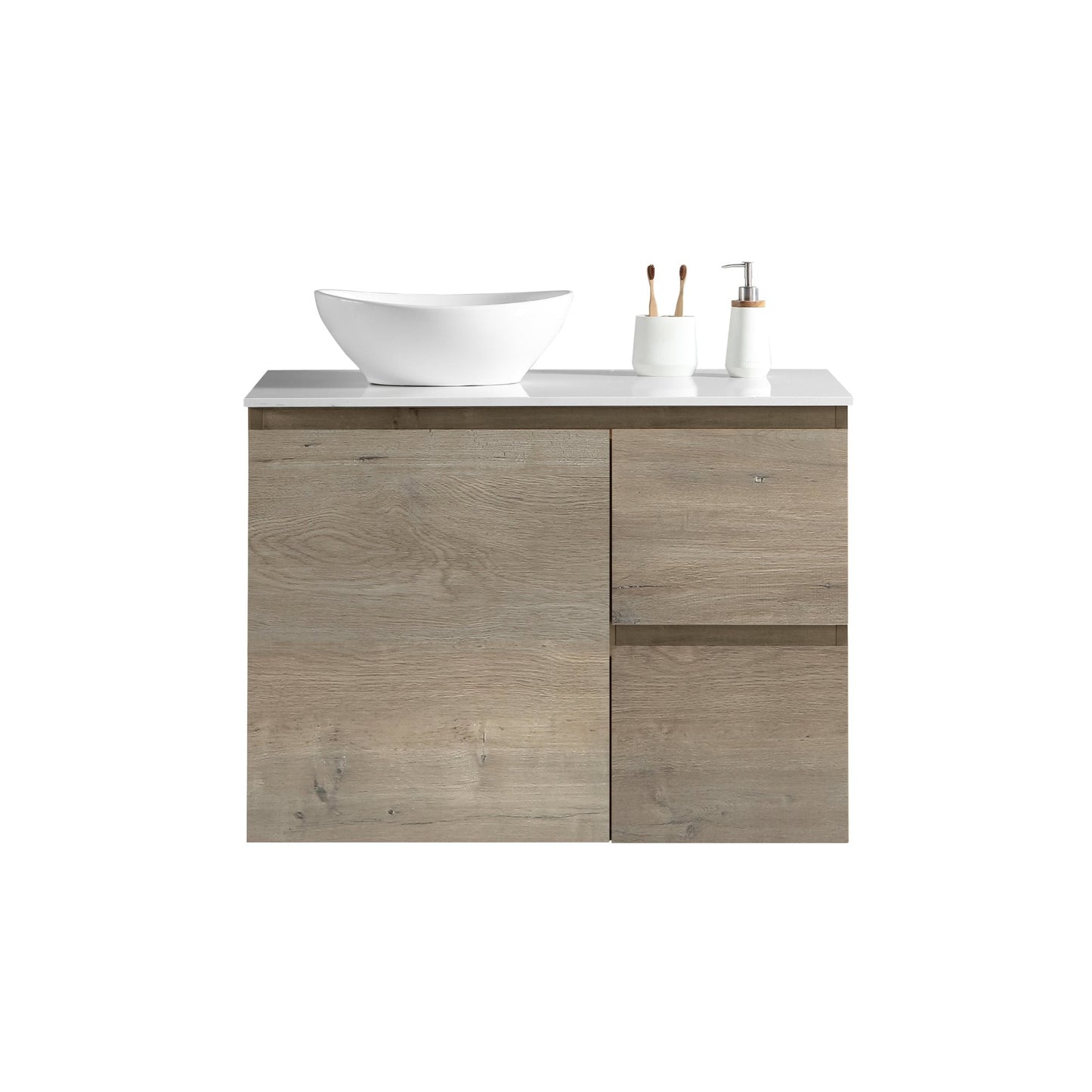MELA - PADDY 900 Sorrento Oak Wall Hung Vanity with Door & Drawers
