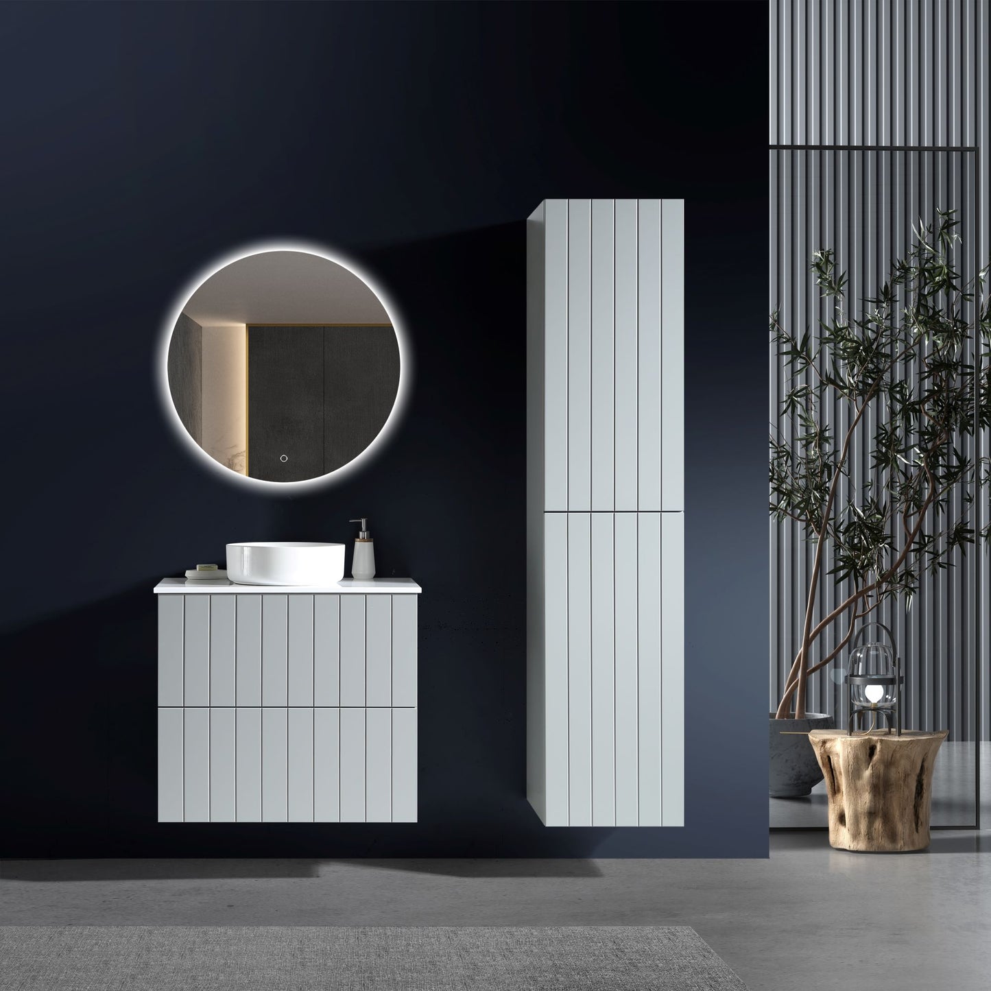 MELA - PASTEL 600 Matt Grey Wall Hung Vanity with Drawers