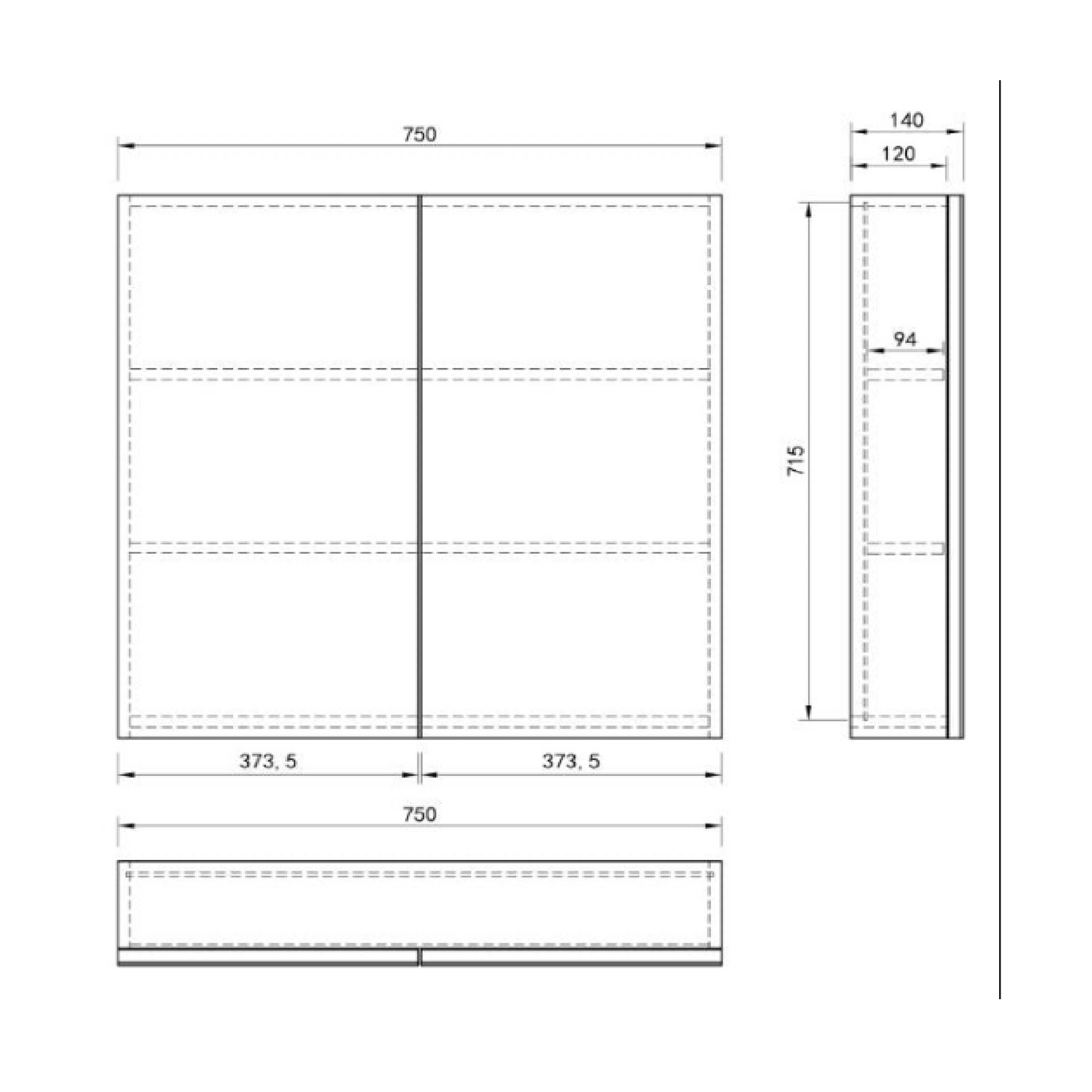 MELA - PORTER 600 Gloss White Mirror Cabinet