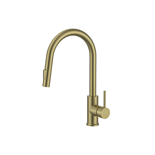 MELA - RONDO Pull Out Sink Mixer Brushed Brass