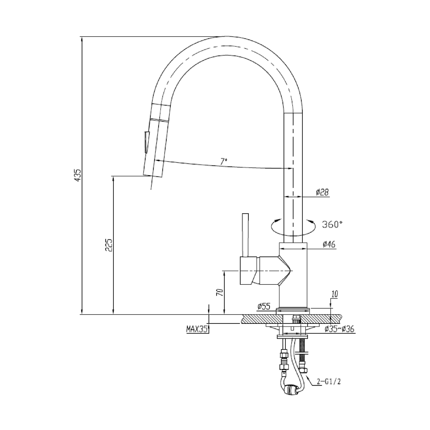 MELA - RONDO Pull Out Sink Mixer Black