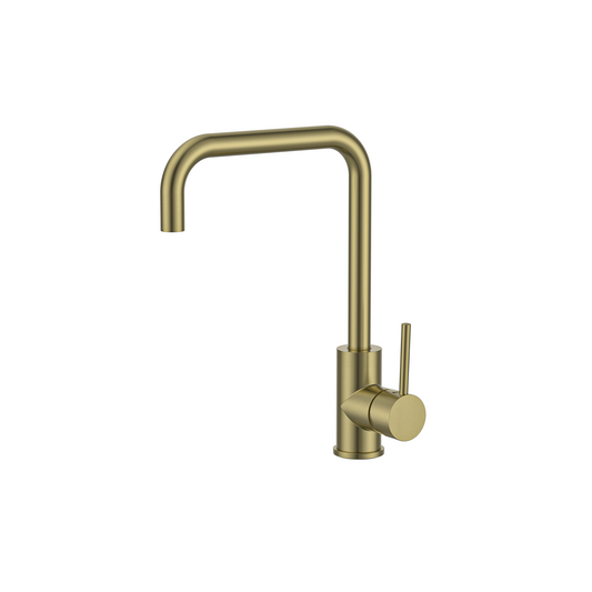 MELA - RONDO Square Gooseneck Sink Mixer Brushed Brass