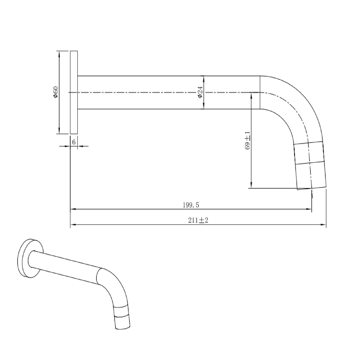 MELA - RONDO Wall Spout Gun Metal