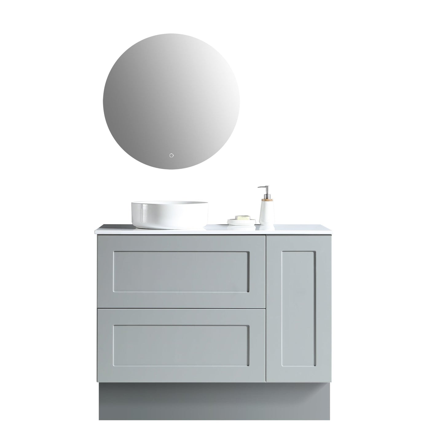 MELA - SHAKER 1050 Matt Grey Wall Hung Vanity with Door & Drawers