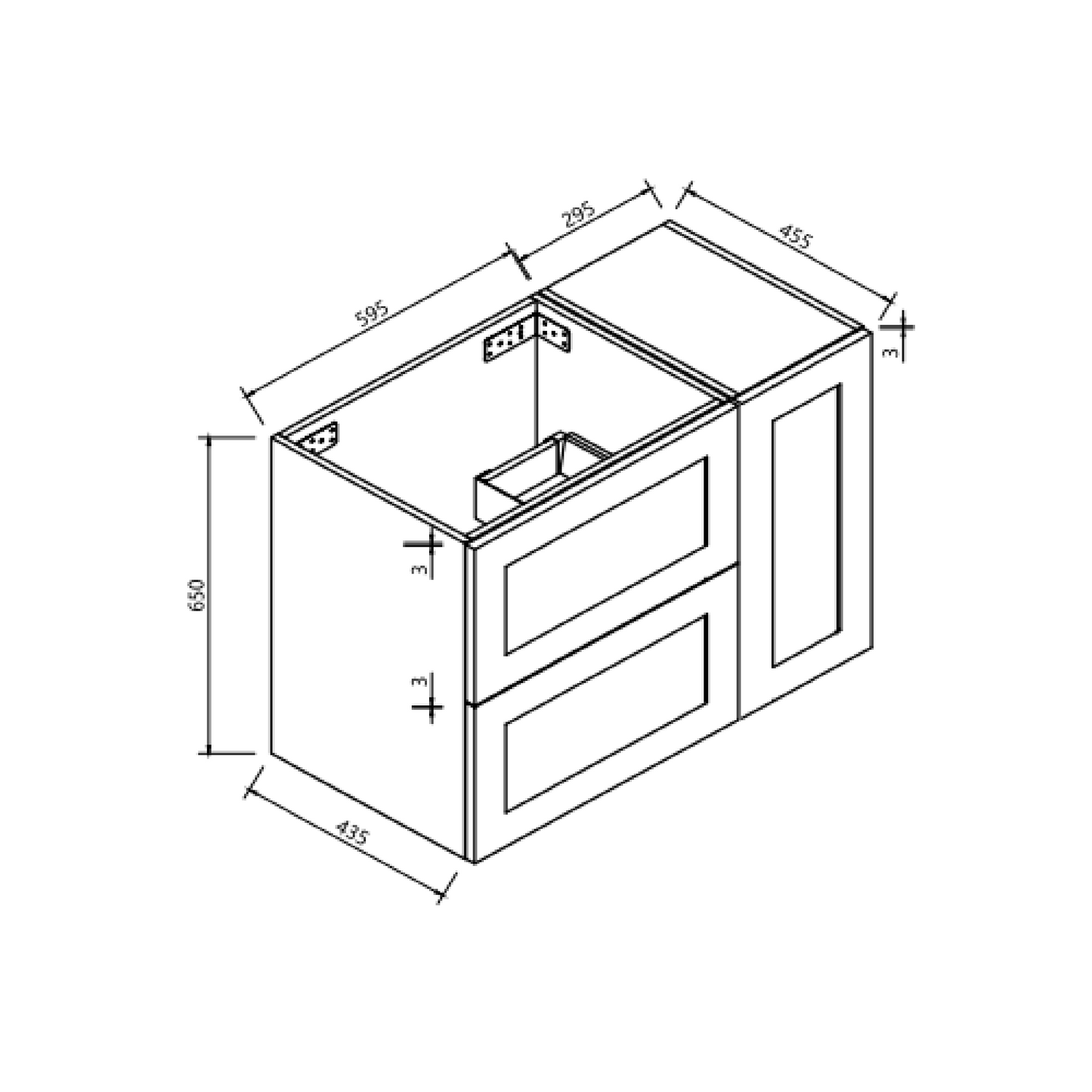 MELA - SHAKER 900 Matt Grey Wall Hung Vanity with Door & Drawers