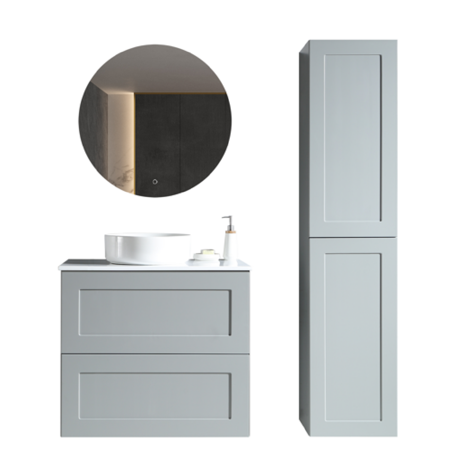 MELA - SHAKER 900 Matt Grey Wall Hung Vanity with Drawers