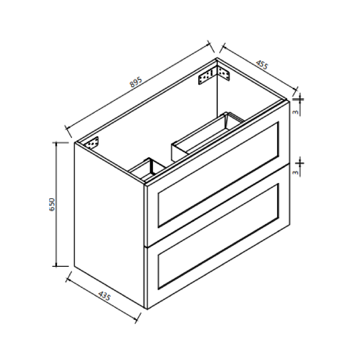 MELA - SHAKER 900 Matt White Wall Hung Vanity with Drawers