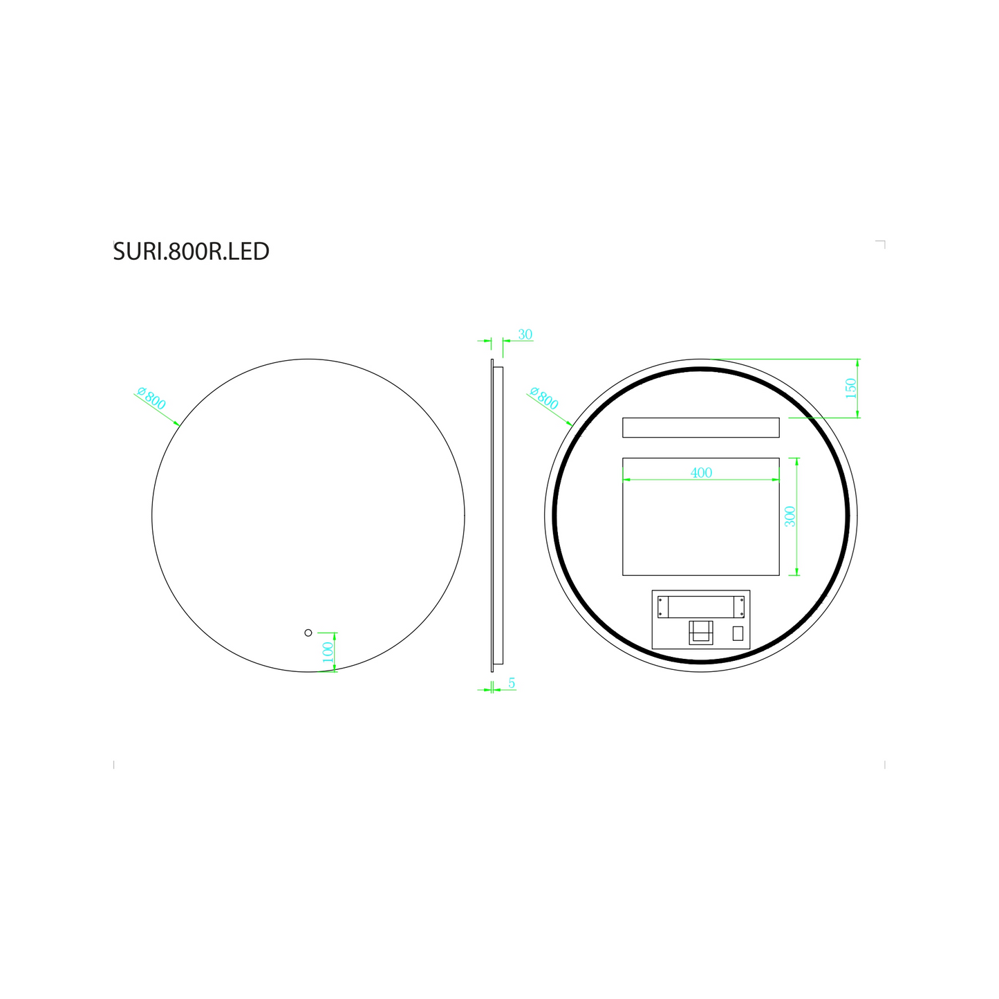 MELA - SURI 800 LED Round Mirror