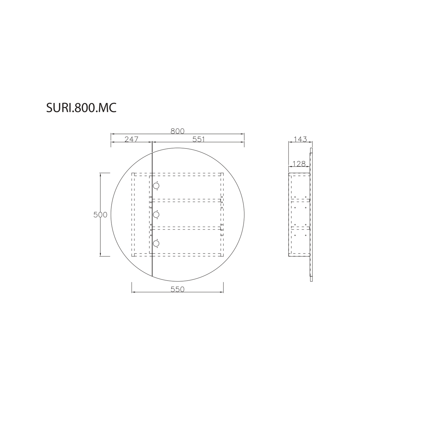 MELA - SURI 800 Round Mirror Cabinet