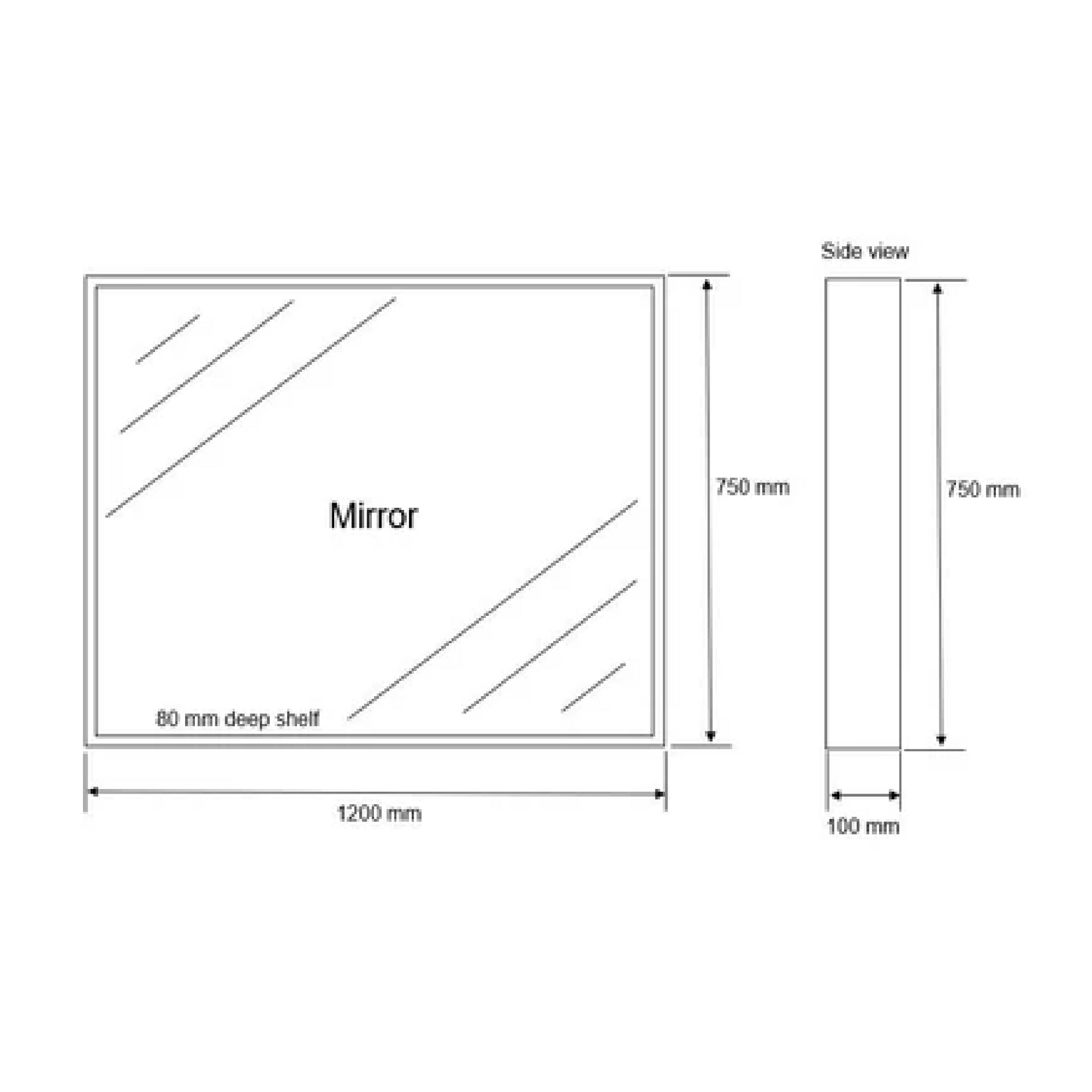 MELA - VINA 1200 Walnut Box Frame Mirror