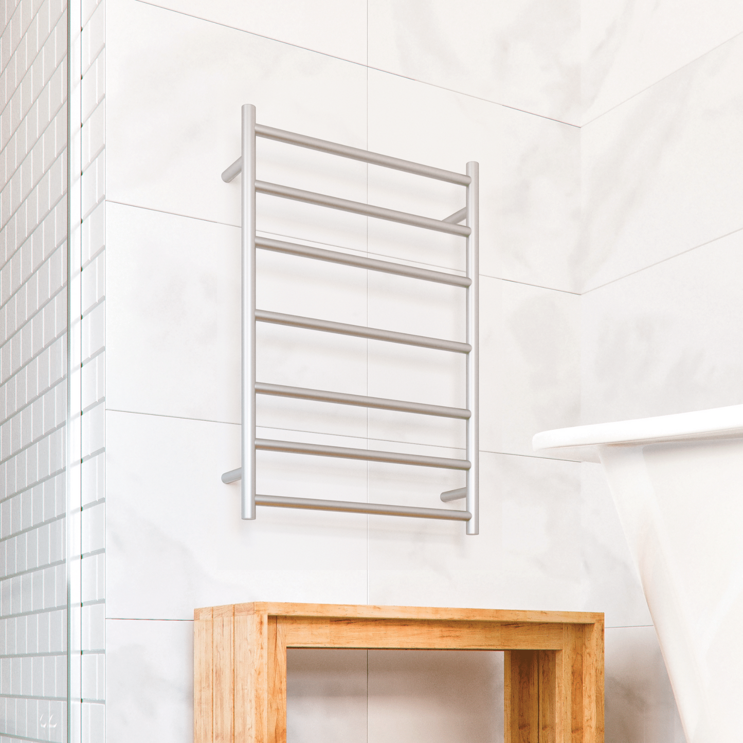 THERMORAIL - SR44M Straight Round Polished Ladder Heated Towel Rail