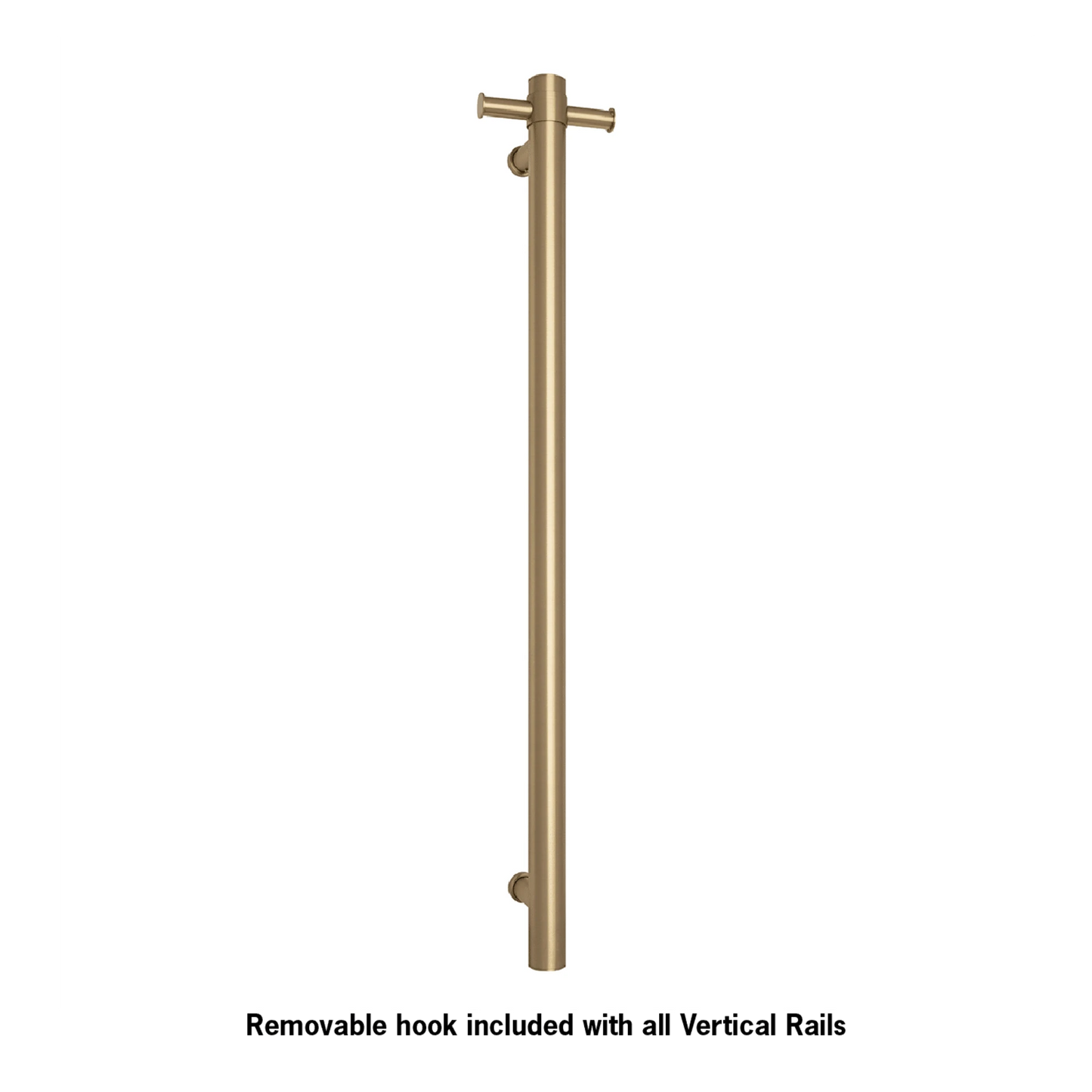 THERMORAIL - VS900HBB Brushed Brass Round Vertical Single Heated Towel Rail