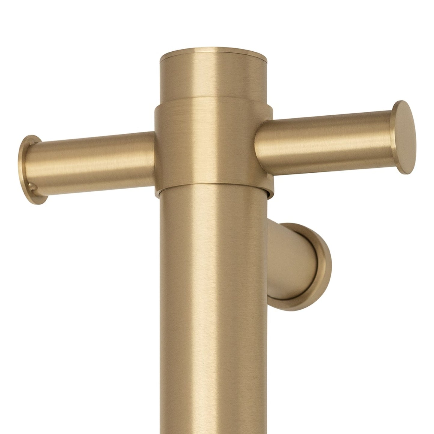 THERMORAIL - VS900HBB Brushed Brass Round Vertical Single Heated Towel Rail