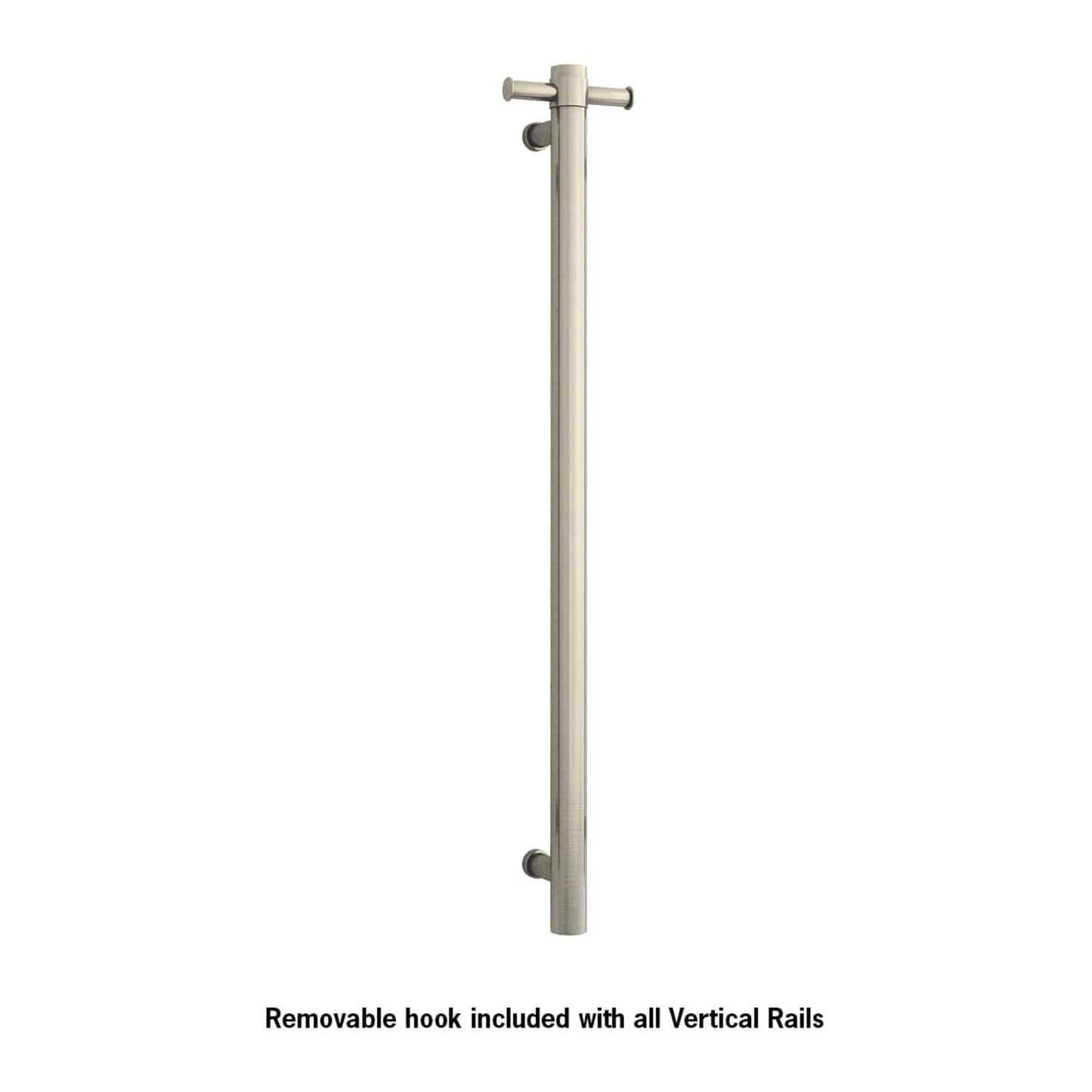 THERMORAIL - VS900HBN Brushed Nickel Straight Round Vertical Single Heated Towel Rail