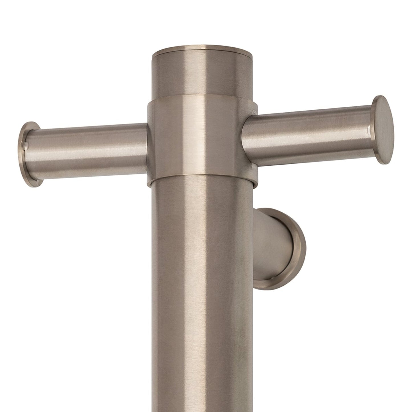 THERMORAIL - VS900HBN Brushed Nickel Straight Round Vertical Single Heated Towel Rail