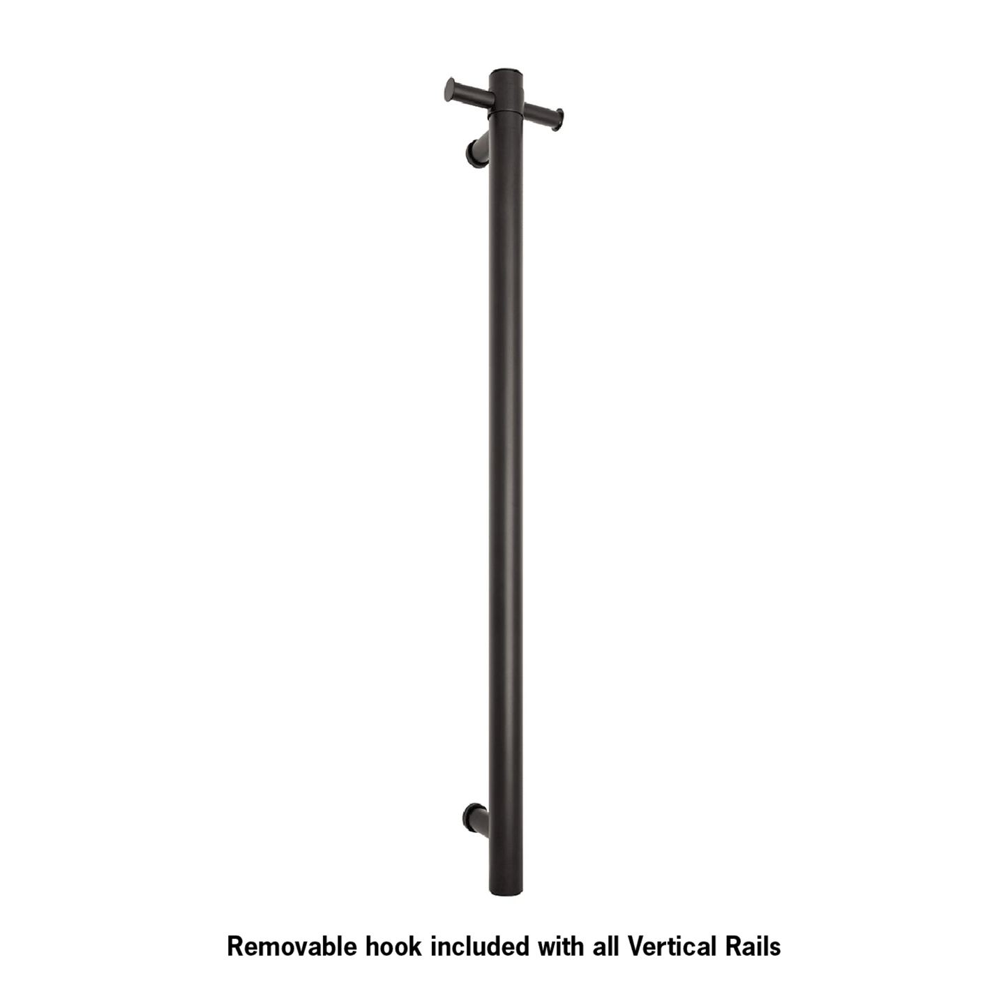 THERMORAIL - VS900HB Matt Black Round Vertical Single Heated Rail