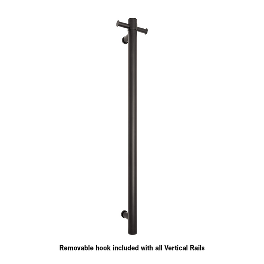 THERMORAIL - VS900HB Matt Black Round Vertical Single Heated Rail