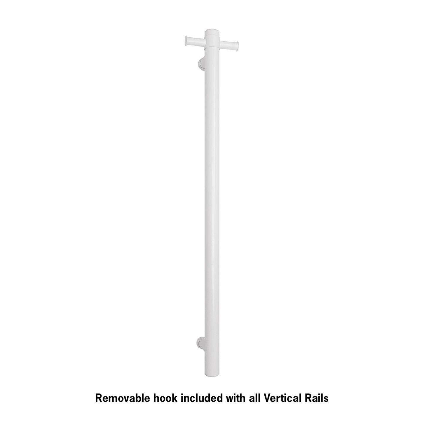 THERMORAIL - VS900HSW Satin White Straight Round Vertical Single Heated Towel Rail