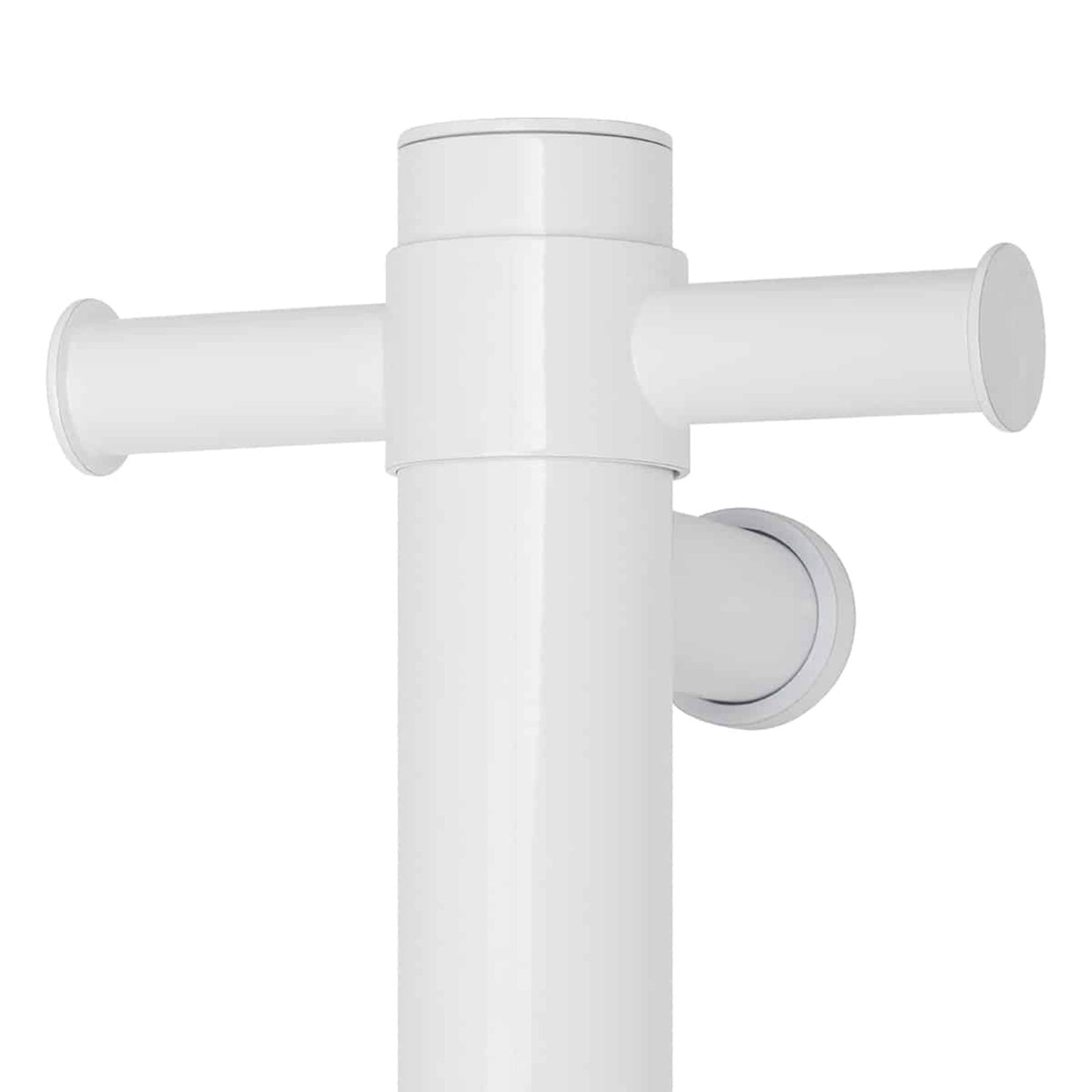 THERMORAIL - VS900HSW Satin White Straight Round Vertical Single Heated Towel Rail