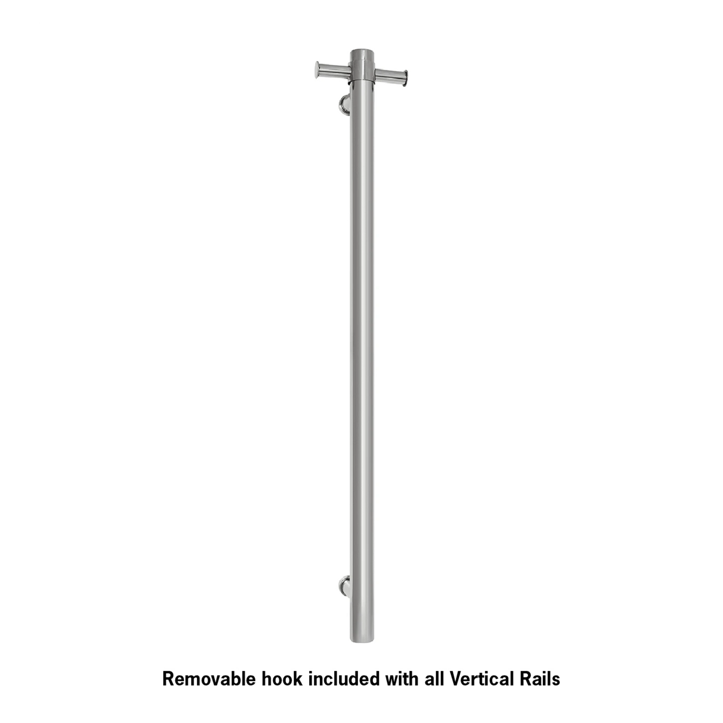 THERMORAIL - VS900H Straight Round Vertical Single Polished Heated Towel Rail