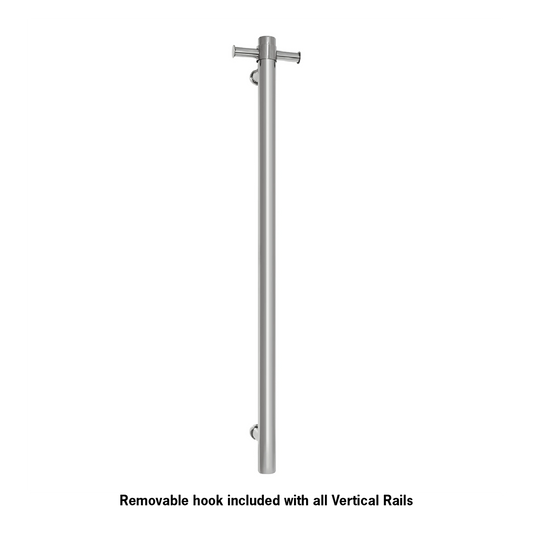 THERMORAIL - VS900H Straight Round Vertical Single Polished Heated Towel Rail