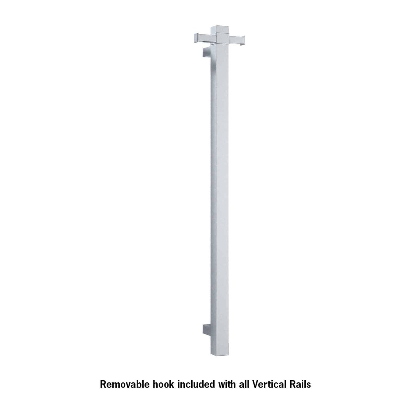 THERMORAIL - VS900SH Square Vertical Single Bar Polished Heated Towel Rail